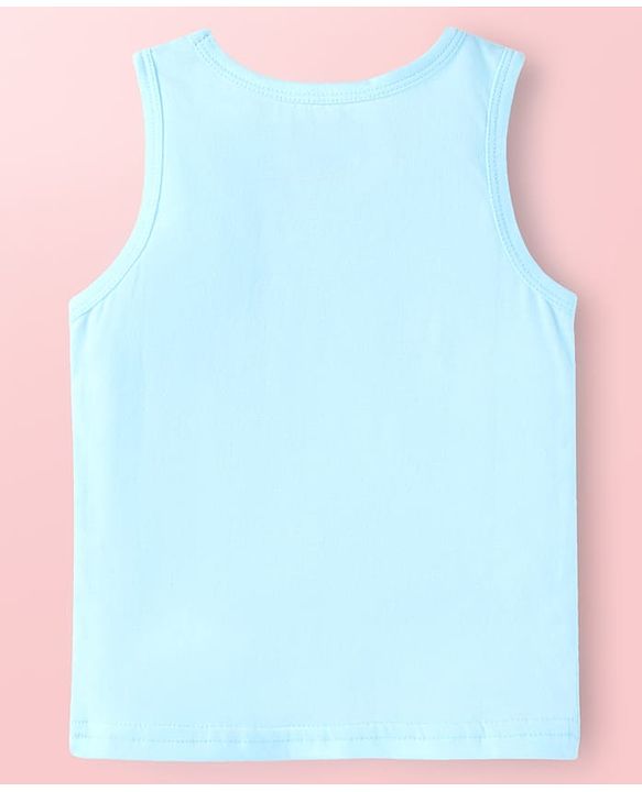 Babyhug Single Jersey Knit Sleeveless Striped & Animal Print Sando Pack of 3 - Light Green Light Blue & White