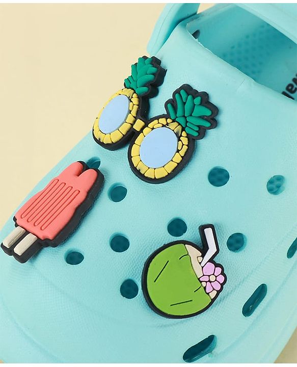 Cute Walk by Babyhug Clogs with Backstrap & Beach Theme Applique - Light Blue