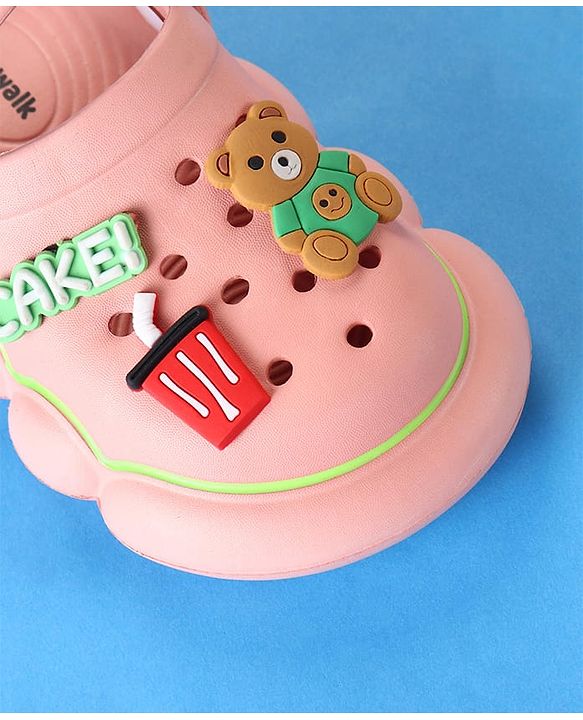 Cute Walk by Babyhug Clogs With Back Strap Closure & Bear Applique - Pink