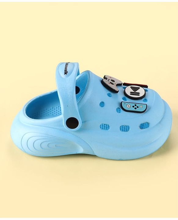 Cute Walk by Babyhug Backstrap Clogs with Video Game Applique - Blue