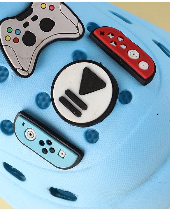 Cute Walk by Babyhug Backstrap Clogs with Video Game Applique - Blue