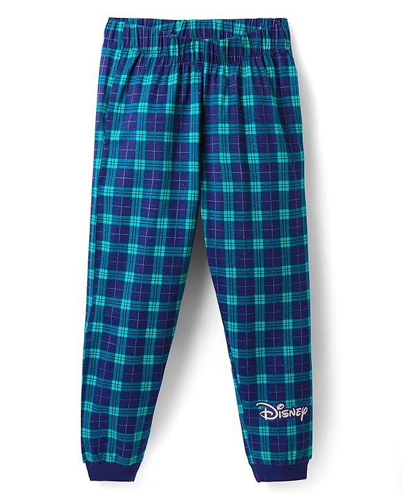 Pine Kids Disney Single Jersey Knit Full Sleeves Nightsuit With Mickey Mouse Graphic - Green & Navy Blue