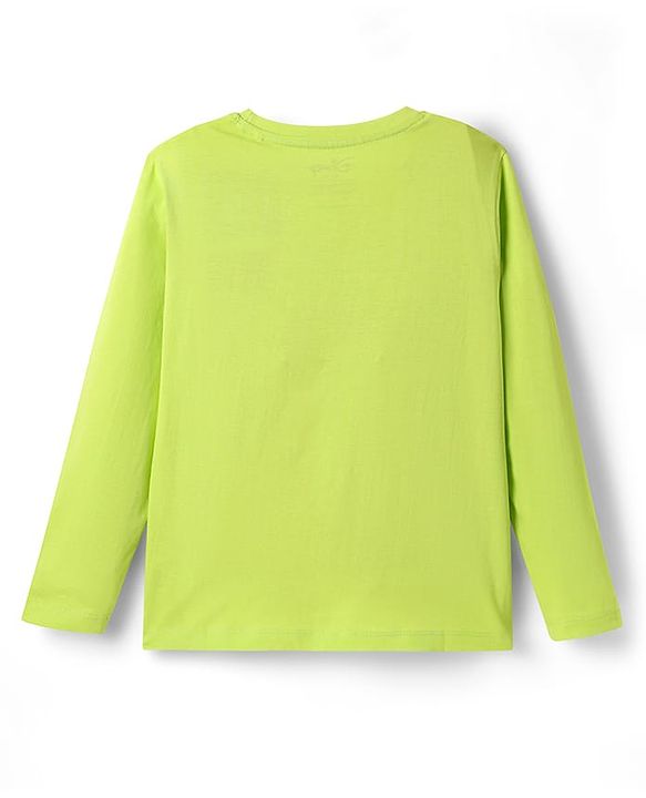 Pine Kids Disney Single Jersey Knit Full Sleeves Night Suit With Mickey Mouse Graphic - Limegreen  & Black