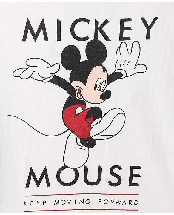 Pine Kids Disney Single Jersey Knit Full Sleeves Night Suit With Mickey Mouse Graphic- White & Red