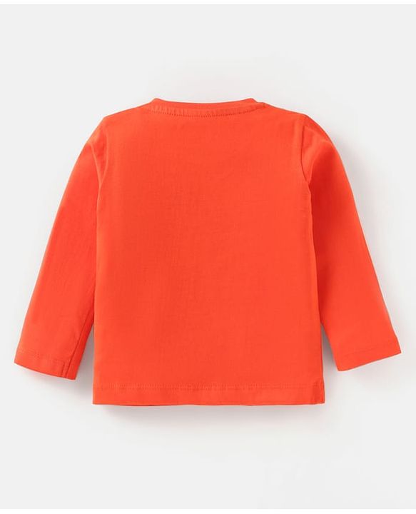 Babyhug Cotton Knit Full Sleeves T-Shirts With Stripes Text & Animal Print Pack Of 7 - Blue Yellow Orange