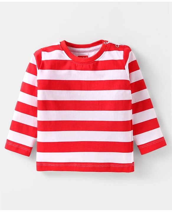 Babyhug Cotton Knit Full Sleeves T-Shirts With Stripes Text & Animal Print Pack Of 7 - Blue Yellow Orange