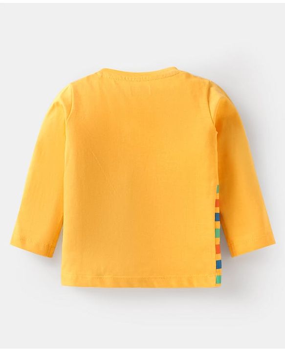 Babyhug Cotton Knit Full Sleeves T-Shirts With Stripes Text & Animal Print Pack Of 7 - Blue Yellow Orange