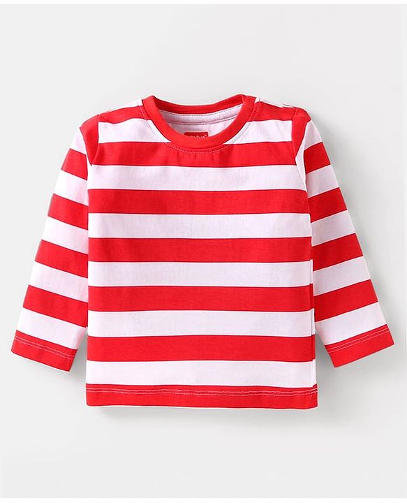 Babyhug Cotton Knit Full Sleeves T-Shirts With Stripes Text & Animal Print Pack Of 7 - Blue Yellow Orange