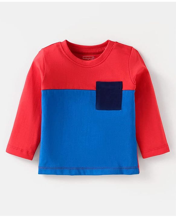 Babyhug Cotton Knit Full Sleeves T-Shirts With Stripes Text & Animal Print Pack Of 7 - Blue Yellow Orange