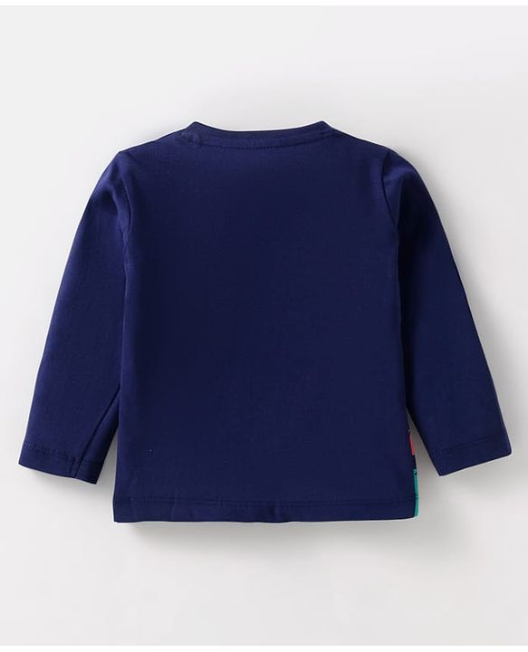 Babyhug Cotton Knit Full Sleeves T-Shirts With Stripes Text & Animal Print Pack Of 7 - Blue Yellow Orange