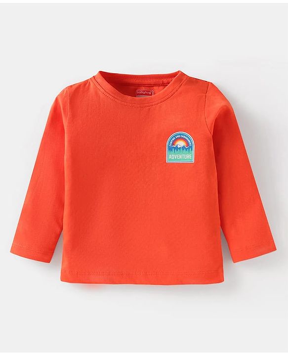 Babyhug Cotton Knit Full Sleeves T-Shirts With Stripes Text & Animal Print Pack Of 7 - Blue Yellow Orange