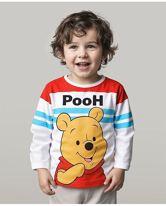 Babyhug Disney Single Jersey Knit Full Sleeves T-Shirt with Winnie The Pooh & Friends Graphic - White