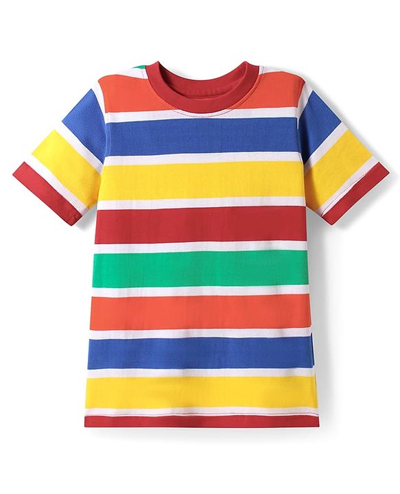 Pine Kids Cotton Knit Half Sleeves Striped T-Shirt - Multicolor