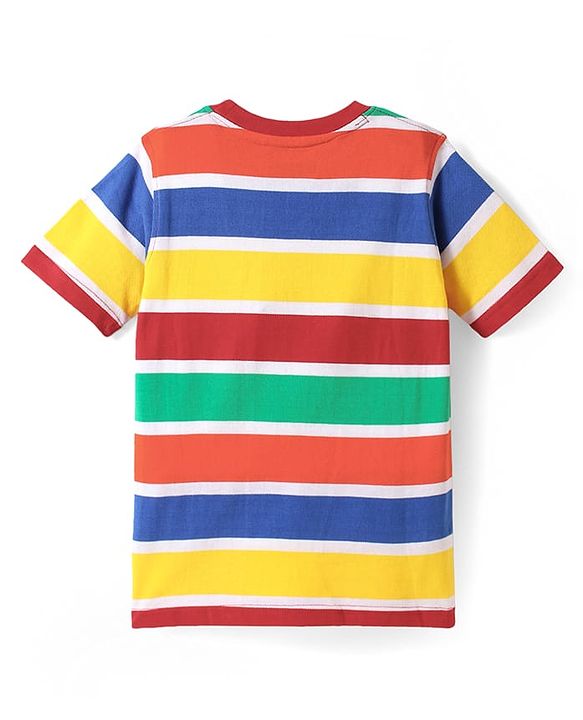 Pine Kids Cotton Knit Half Sleeves Striped T-Shirt - Multicolor