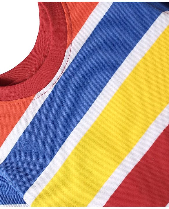 Pine Kids Cotton Knit Half Sleeves Striped T-Shirt - Multicolor