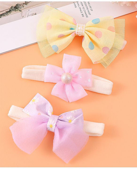 Babyhug Headbands Free Size Pack of 3 - Multicolor