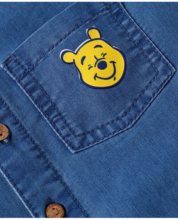 Babyhug Disney Single Jersey Knit Full Sleeves Shirt & Jeans Set With T-Shirt & Winnie The Pooh Graphics - Blue