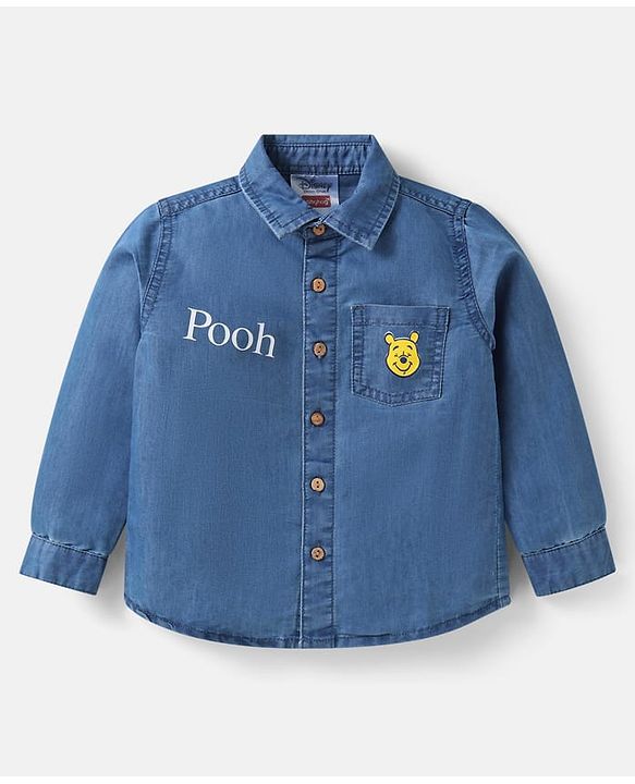 Babyhug Disney Single Jersey Knit Full Sleeves Shirt & Jeans Set With T-Shirt & Winnie The Pooh Graphics - Blue