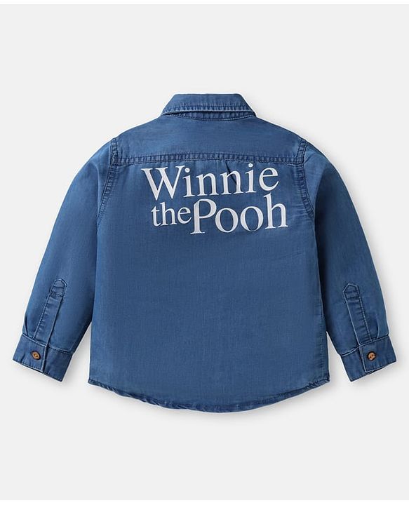 Babyhug Disney Single Jersey Knit Full Sleeves Shirt & Jeans Set With T-Shirt & Winnie The Pooh Graphics - Blue