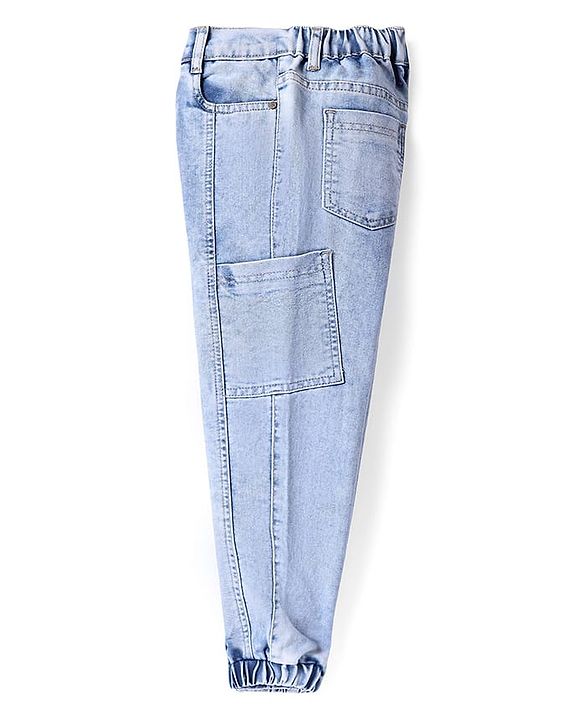 Pine Kids Denim Woven Full Length Washed Cargo Jeans with Pockets  -Blue