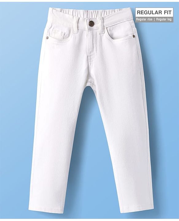 Pine Kids Denim Woven Full Length Washed Jeans -  White