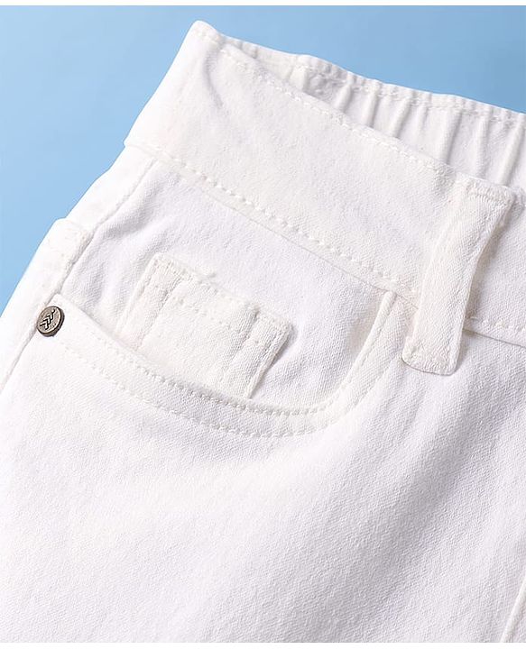 Pine Kids Denim Woven Full Length Washed Jeans -  White