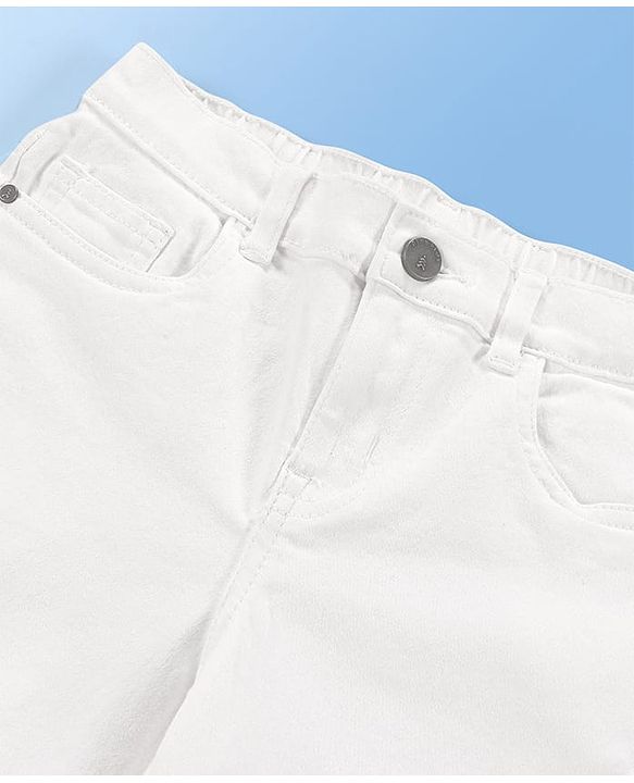 Pine Kids Denim Woven Knee Length Washed Shorts -  White
