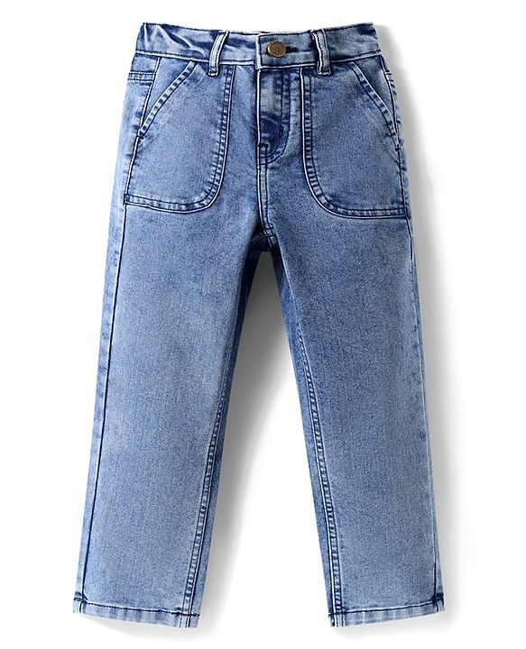 Pine Kids Denim Woven Ankle Length Washed Jeans - Blue