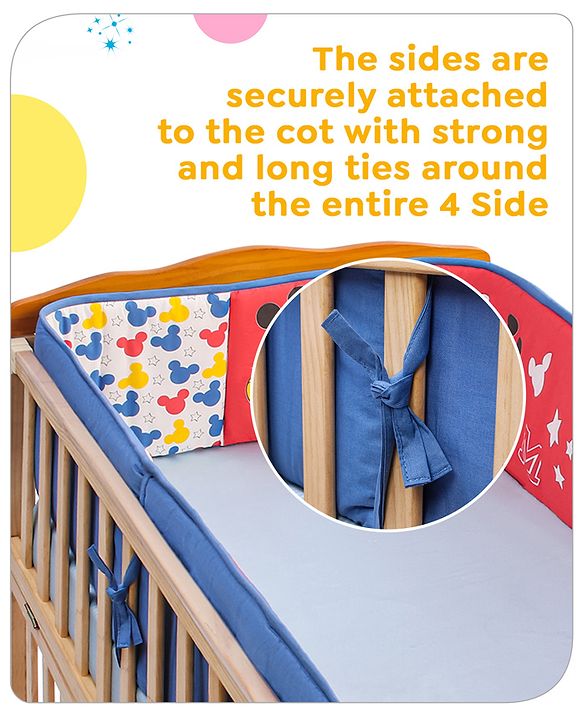 Babyhug Disney Premium Cotton Cot Bumper Cool Mickey Theme - Red