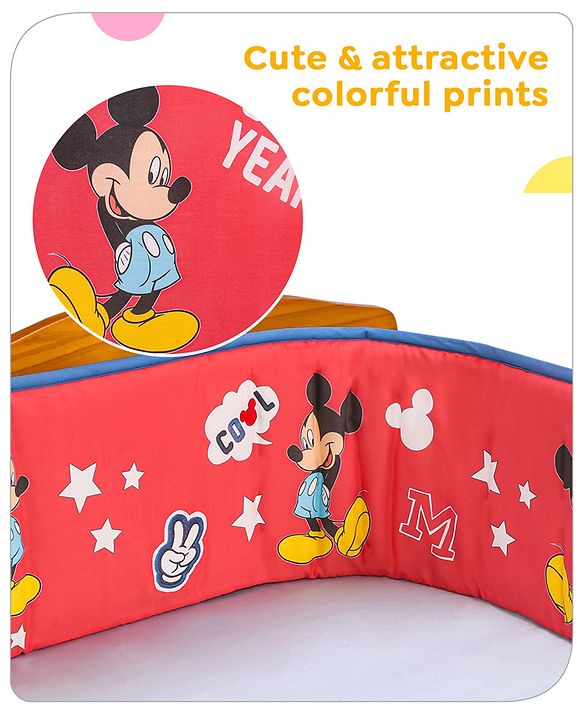 Babyhug Disney Premium Cotton Cot Bumper Cool Mickey Theme - Red