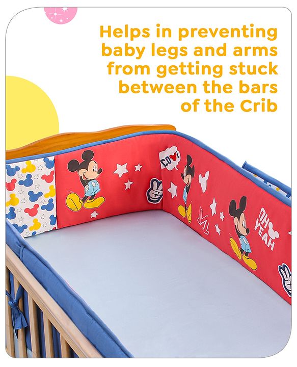 Babyhug Disney Premium Cotton Cot Bumper Cool Mickey Theme - Red