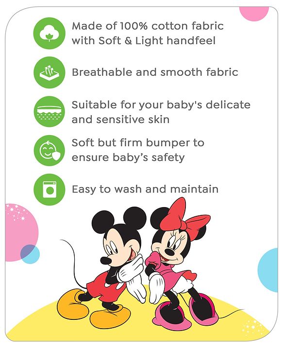 Babyhug Disney Premium Cotton Cot Bumper Cool Mickey Theme - Red