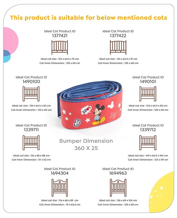Babyhug Disney Premium Cotton Cot Bumper Cool Mickey Theme - Red