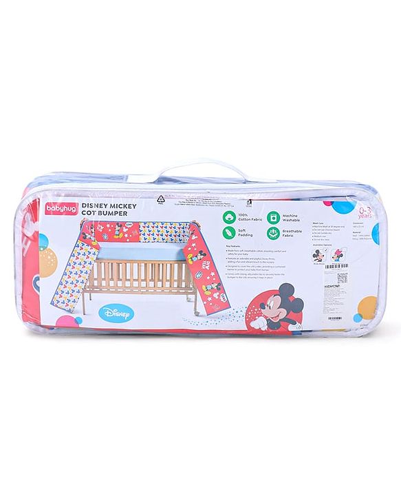 Babyhug Disney Premium Cotton Cot Bumper Cool Mickey Theme - Red
