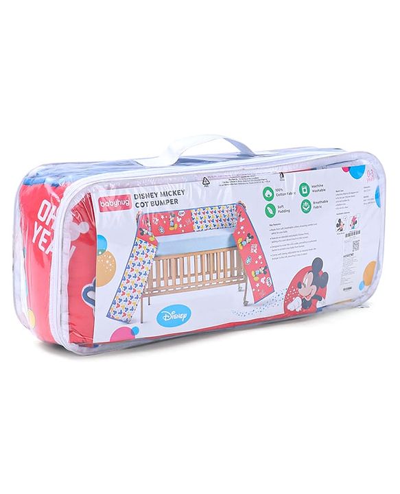 Babyhug Disney Premium Cotton Cot Bumper Cool Mickey Theme - Red