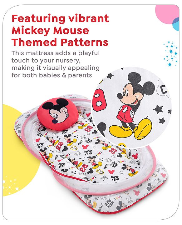 Babyhug Disney Gadda Set With Mosquito Net Smiley Mickey Face Print - Blue