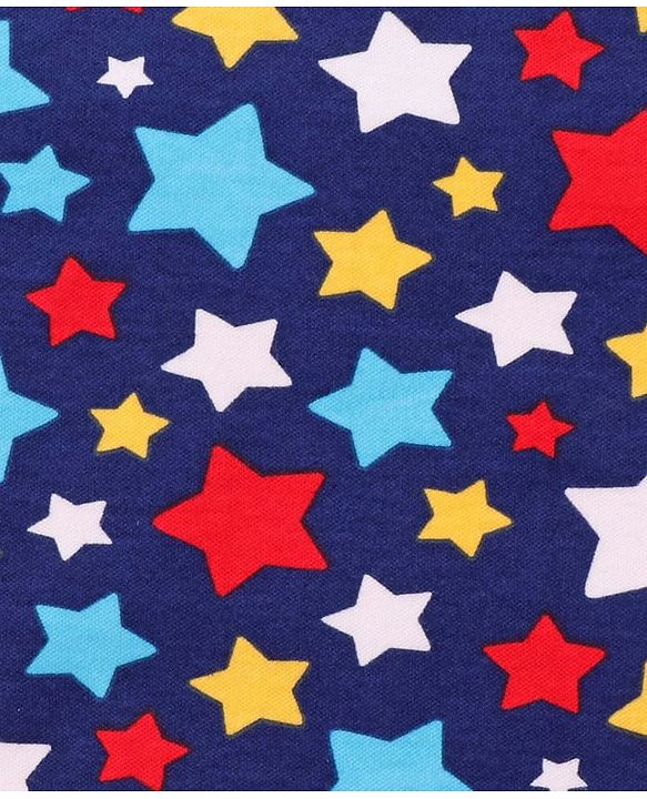 Babyhug Cotton Knit Hooded Wrapper with Star Print L 76.2 x B 76.2 cm - Navy Blue