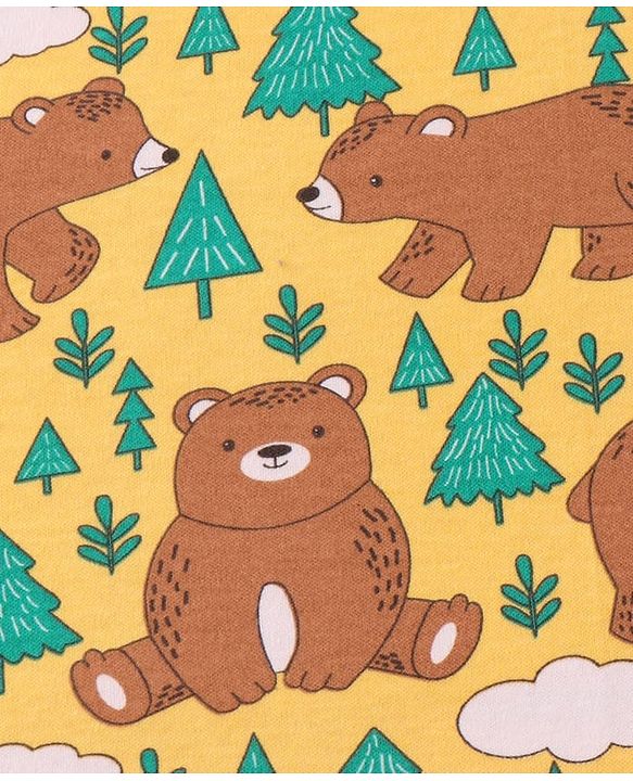 Babyhug Interlock Knit Bear Printed Hooded Wrapper - Yellow