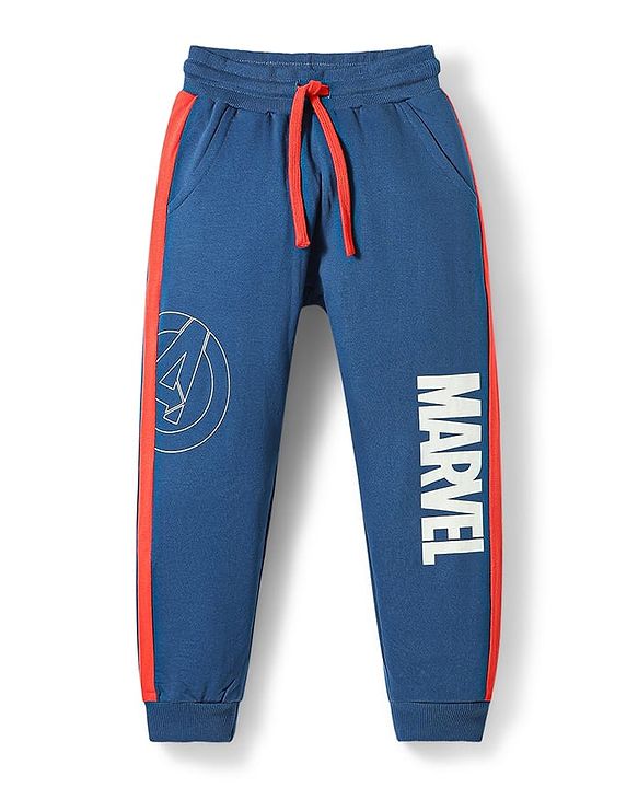 Pine Kids Marvel Single Jersey Knit Half Sleeves T-Shirt & Lounge Pant Set With Avengers Graphics - Navy Blue