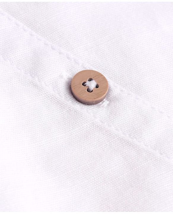Babyhug Cotton Woven Full Sleeves Mandarin Collar Solid Shirt with Kangaroo Pocket - White