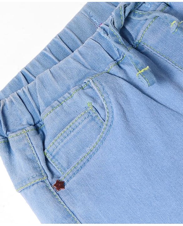 Babyhug Full Length Washed Denim Jeans With Stretch - Navy Blue