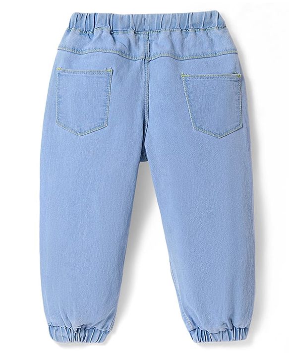 Babyhug Full Length Washed Denim Jeans With Stretch - Navy Blue