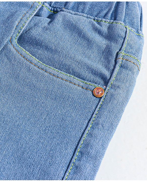 Babyhug Full Length Washed Denim Jeans With Stretch - Navy Blue