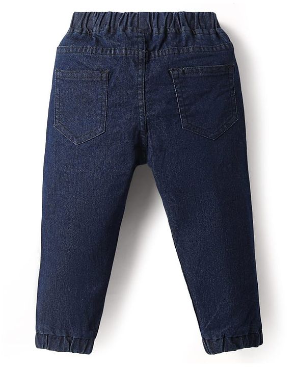 Babyhug Full Length Washed Denim Jeans With Stretch - Navy Blue