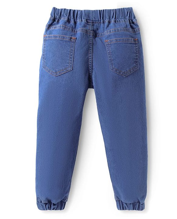 Babyhug Full Length Washed Denim Jeans With Stretch - Navy Blue