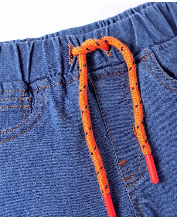 Babyhug Full Length Washed Denim Jeans With Stretch - Navy Blue
