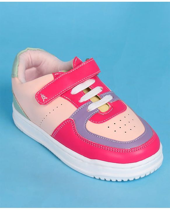 Pine Kids Velcro Closure Color Block Casual Shoes - Pink
