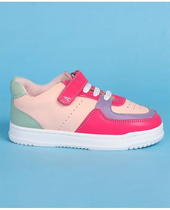 Pine Kids Velcro Closure Color Block Casual Shoes - Pink