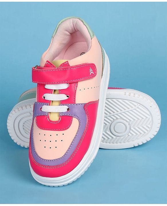 Pine Kids Velcro Closure Color Block Casual Shoes - Pink