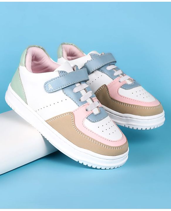 Pine Kids Velcro Closure Color Block Casual Shoes - Pink